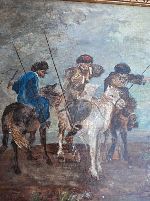 tablou pictura in ulei pe lemn 35/37 cm semnat