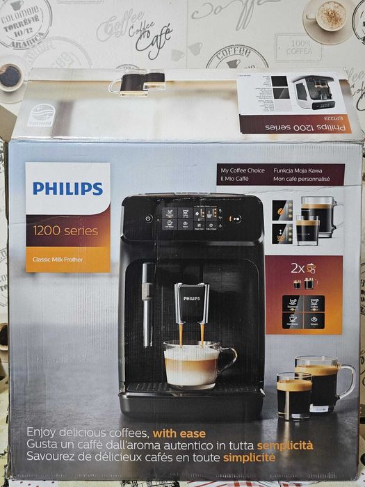 Espressor automat Philips EP1223/00 Seria 1200 Alb in garantie putin folosit 15 bar, spumare, touch, 2 cesti, 12 setari macinare, rasnita ceramica
