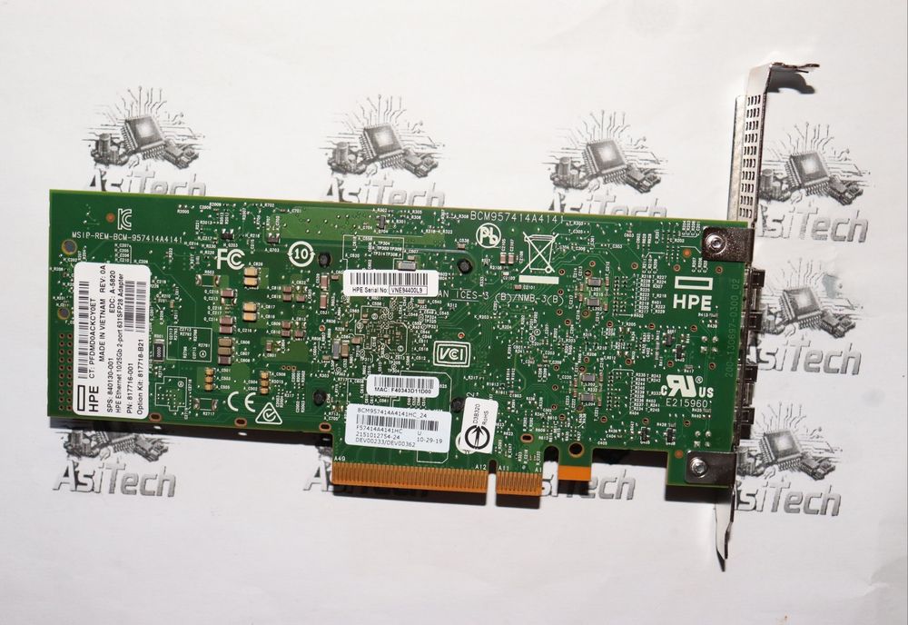 Placa Retea Server HPE 631SFP28 Dual Port 10/25 GbE SFP28 Pcie 3.0 x 8 BCM57414 - Pt Gen10 PN: 8 1 7 7 1 6 - 0 0 1
