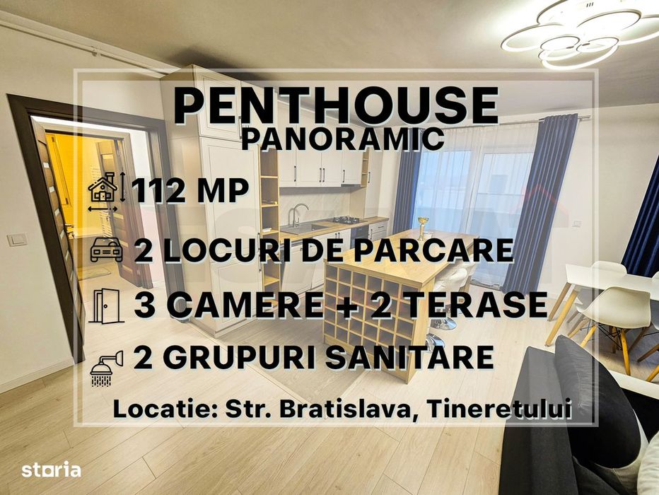 RO/EN Penthouse Panoramic, 2 terase, 2loc. parcare, Terezian |VIDEO
