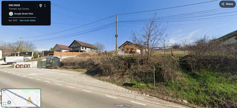 Teren 2160 mp Tomești – deschidere 23 m la DN 28