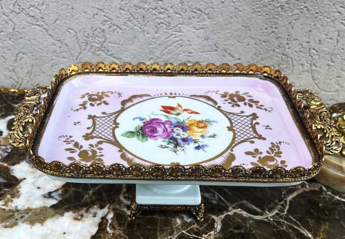 Superb centru de masa-Limoges-alama aurita-dublu marcaj-Franta