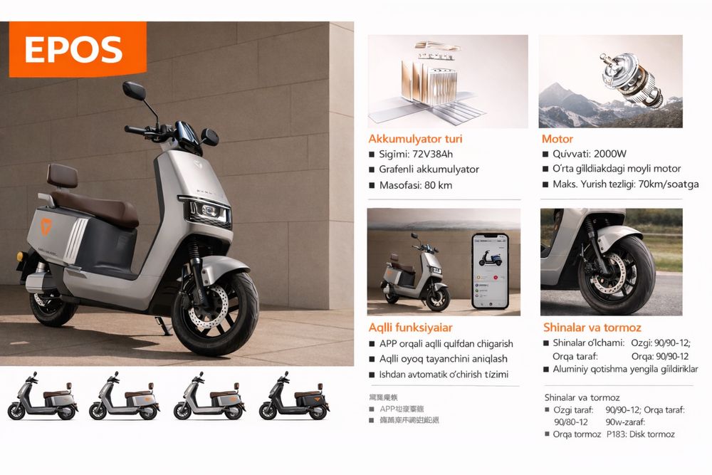 Skuter EPOC H 2000W 72V 38Ah 80km Yuradi Yangi