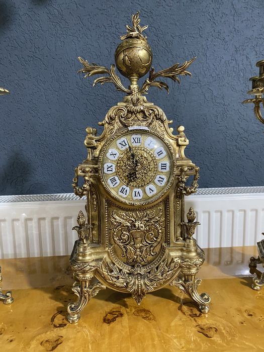 Set ceas cu sfesnice din bronz masiv