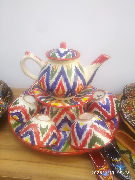 Узбекиская посуда, ляган  Риштанская керамика.