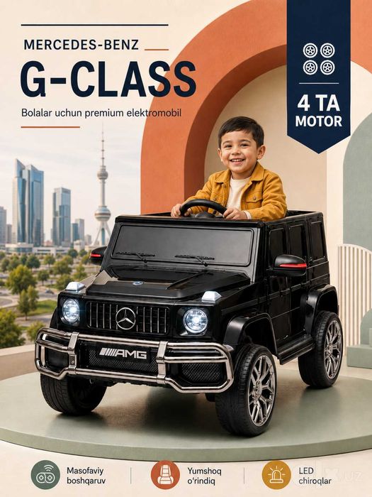 Bolalar elektromobili, Mercedes G-Class, AMG 4x4, boshqaruv pultida
