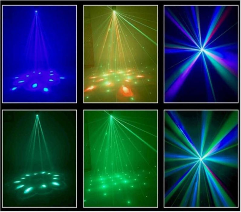 Преносими LED сценични светлини с движеща се глава (6x12W + лазер)