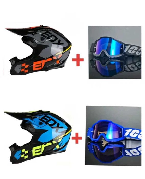 Cască Motocicleta + Ochelari + Cagula L , XL Cască Moto Dirt Bike pentru Bărbați și Femei, Potrivită în Toate Anotimpurile