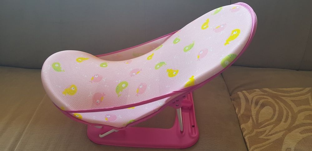 Бебешки стол за баня, С облегалка, Сгъваем в 3 позиции, Розов