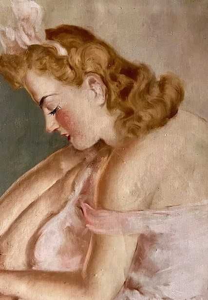 IMPECABIL! Tablou VECHI, ulei/pnza,  100x80cm(80x60cm-pictura), semnat