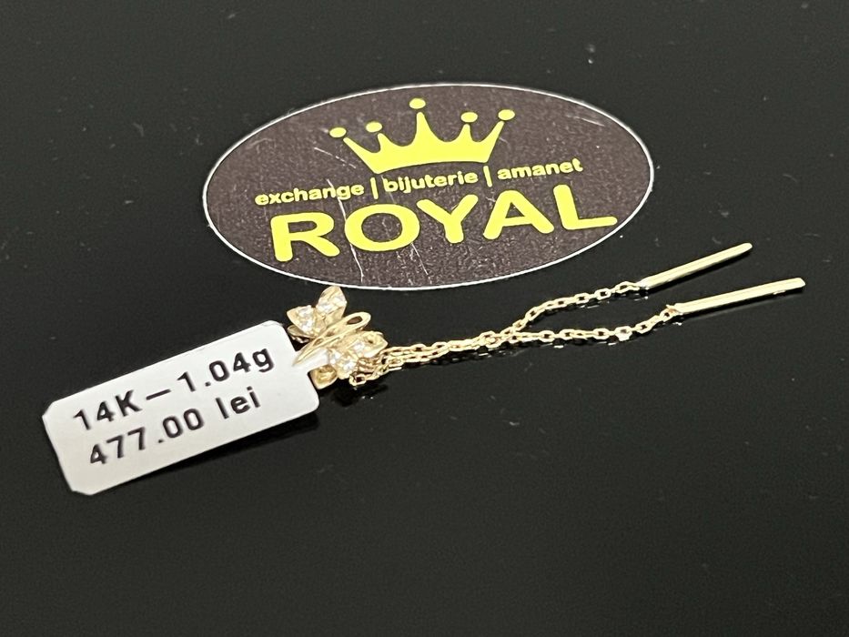 Bijuteria Royal CB : Cercei lungi fluture aur 14k 585  1,04 gr