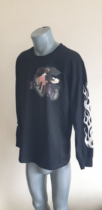 Palm Angels Flame Black Eagle  Italy L НОВО ОРИГИНАЛ Мъж Памучна Блуз
