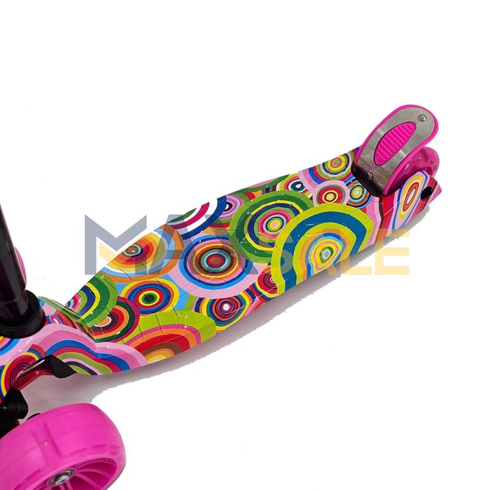 Детска тротинетка светещи колела Розова / многоцветно триколка колело