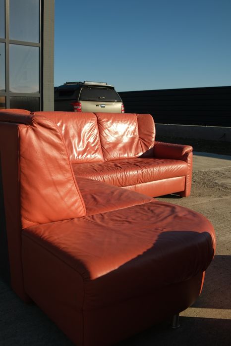 Set premium HIMOLA ~ Canapea + fotoliu + taburet | Maro elegant