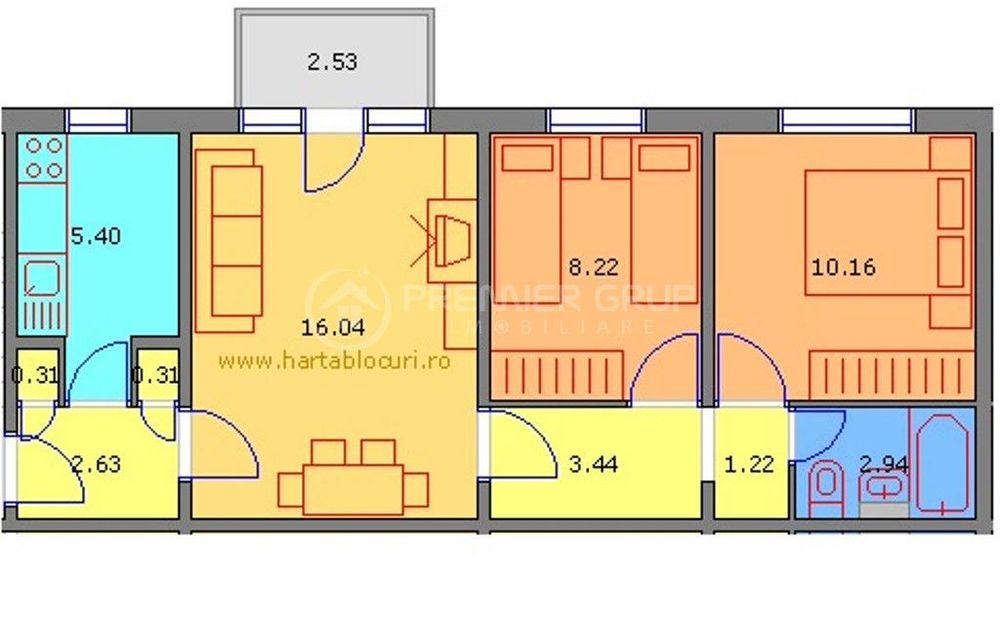 Apartament 3 camere 55mp, Mircea cel Batran, boxă, fara risc