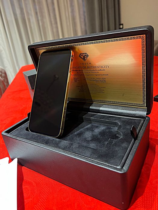 Iphone 12pro max 256 GB gold aur 24K piele crocodil cutie org Garantie