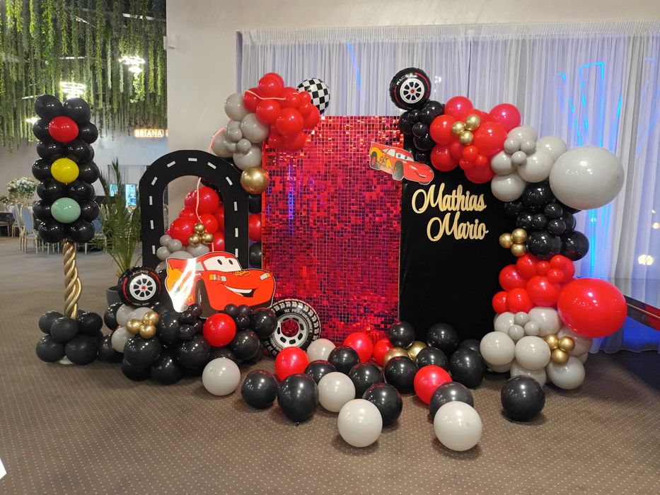 DECOR BOTEZ Arcada baloane botez Panou foto aniversare Photocorner zi nastere Decoratiuni cu baloane Aranjament cristelnita