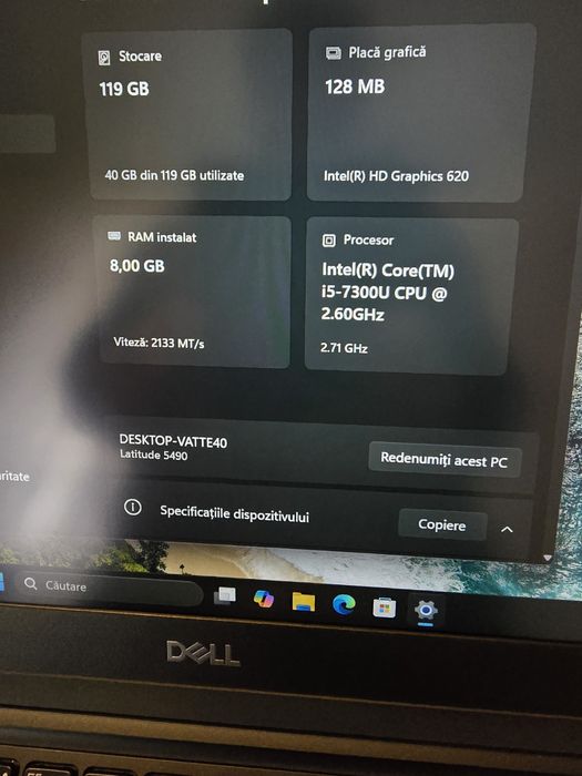 Laptop Dell 5490, i5-7300, ram 8gb, ssd 128gb, bat 4h