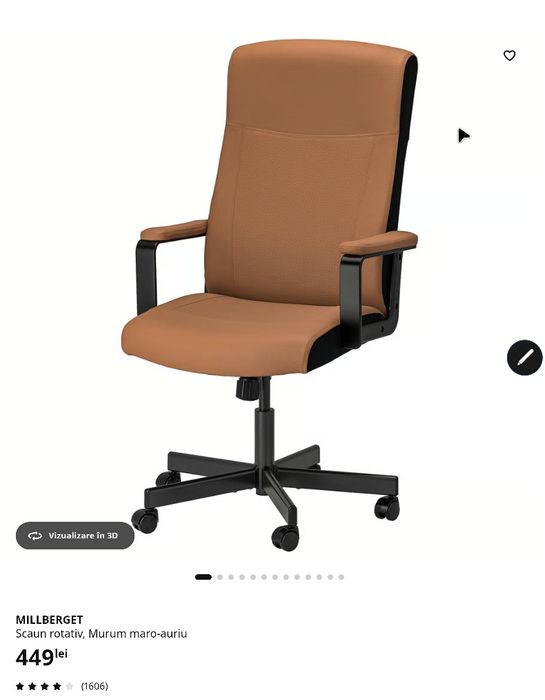 Scaun rotativ IKEA cu role gumate luate separat pentru utilizare ușoară