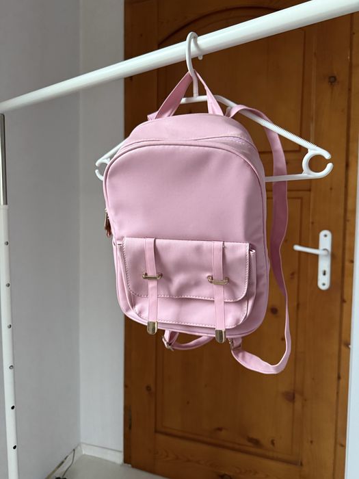 Стилна дамска раница с чанта – пудра розово