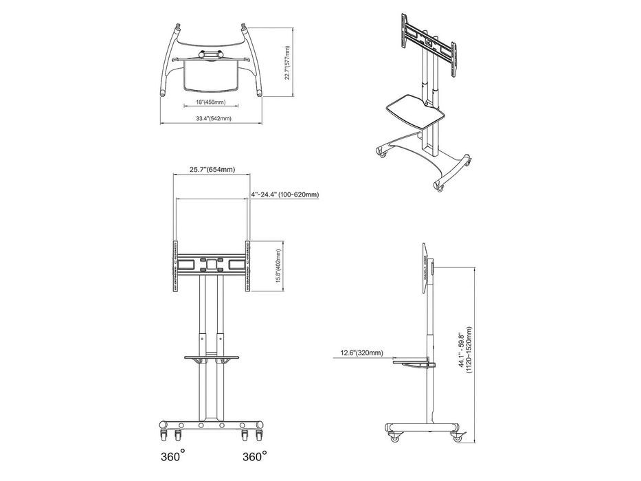 Мобильная стойка для телевизора FD-1500 [32-75", до 45,5кг, сталь]