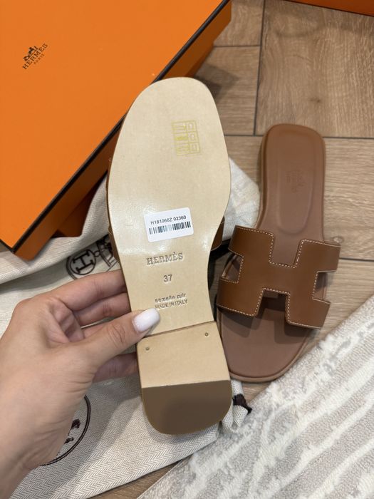 Тапочки Hermes натуральная кожа