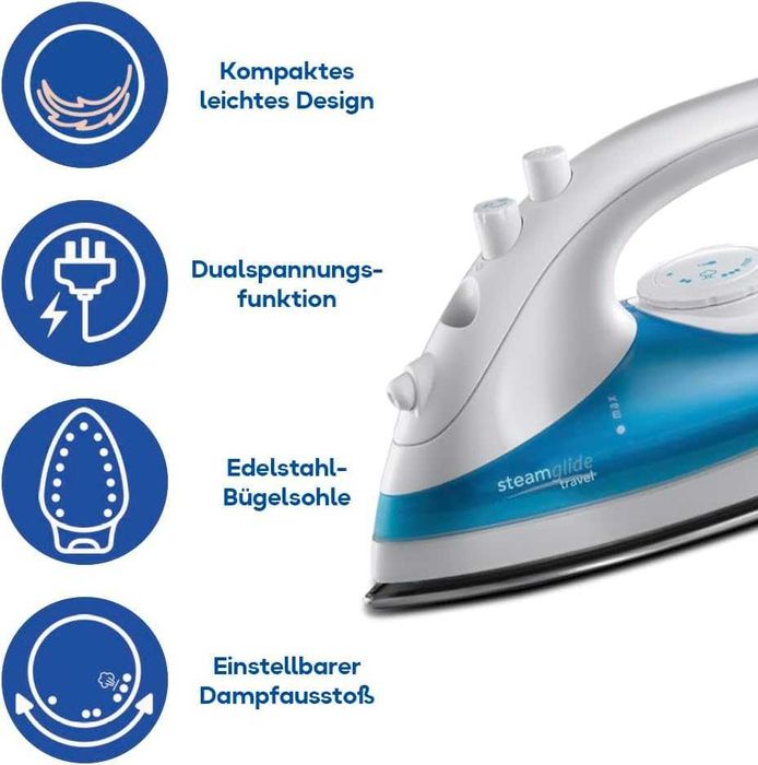 Мини парна ютия Russell Hobbs (22470-56) 830W Плоча с незалепващо покритие