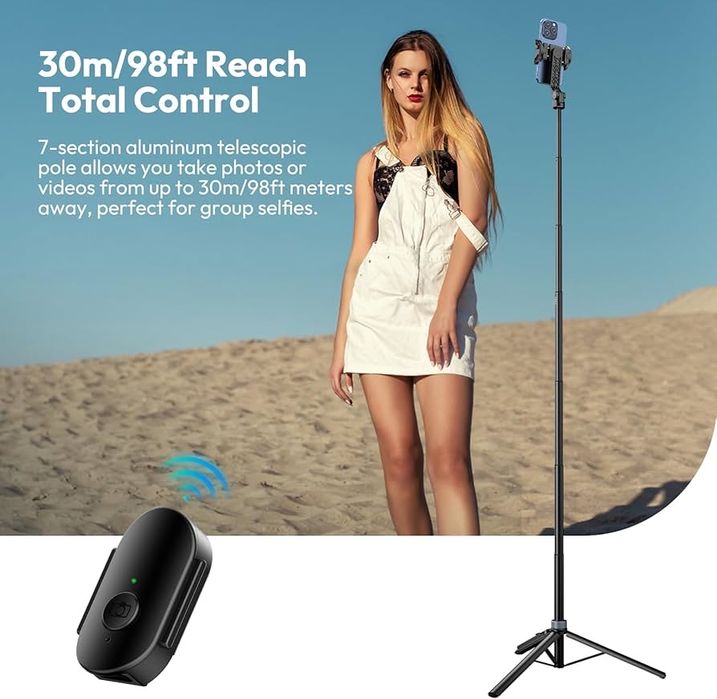 Ulanzi TT 88 magnit shtativ i selfie palka. Rangi Oq Qora