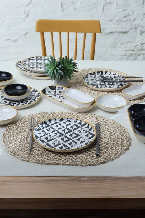 Нов Комплект за Закуска 18части Marble Black& White