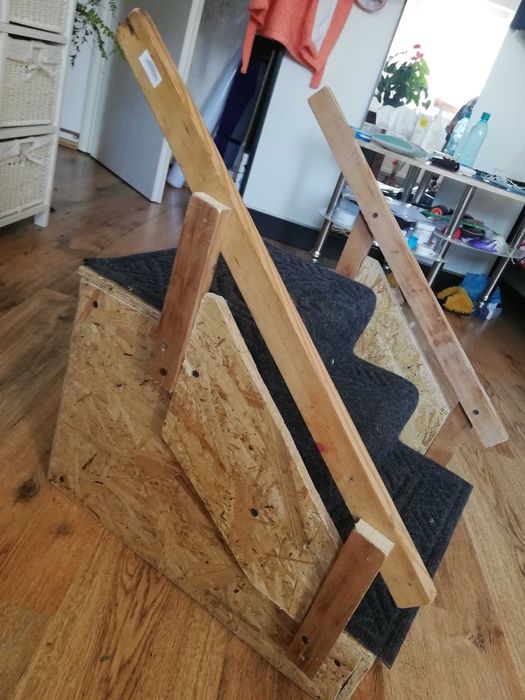 Scara lemn cu balustrada pentru animale de companie