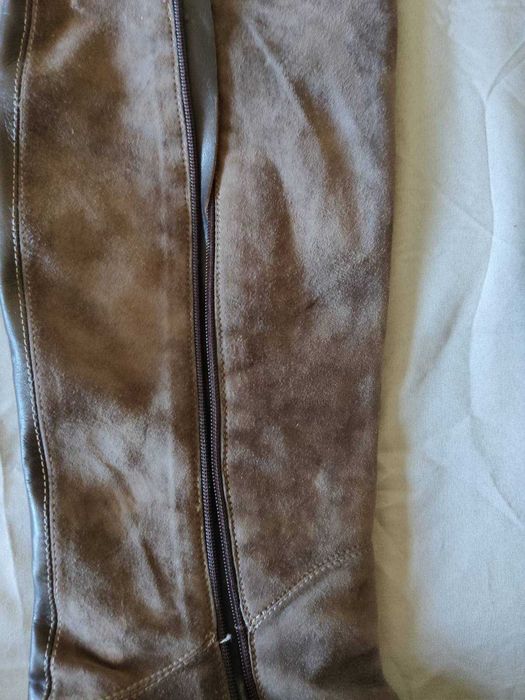 Италиански кожени ботуши над коляното – Vera Cuoio, естествен велур