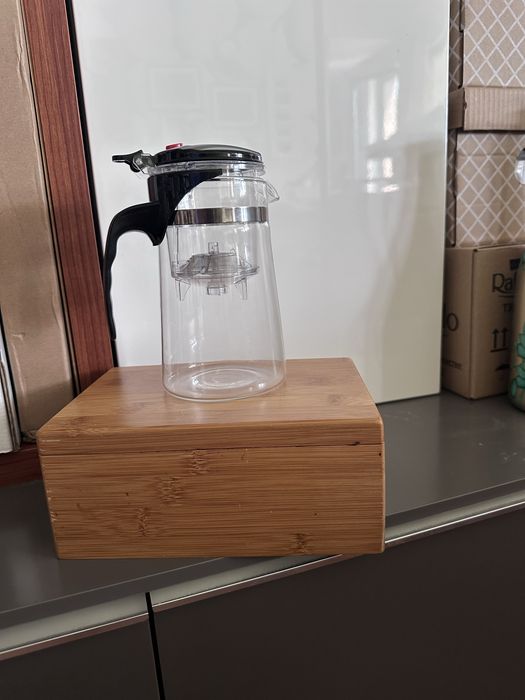 Ibric ceai sticla borosilicată si cutie ceaiuri