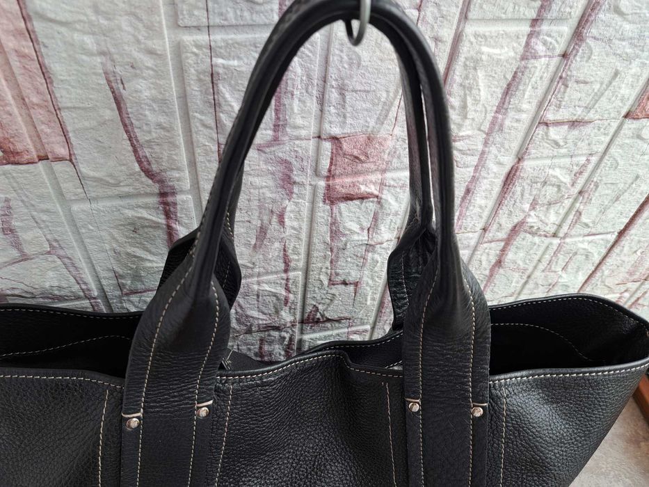 дамска чанта,TT.BAGATT голяма черна торба-естествена кожа