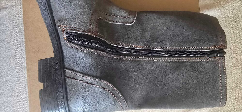 Мъжки зимни високи боти Tom Tailor, сиви, естествен набук и вълна.