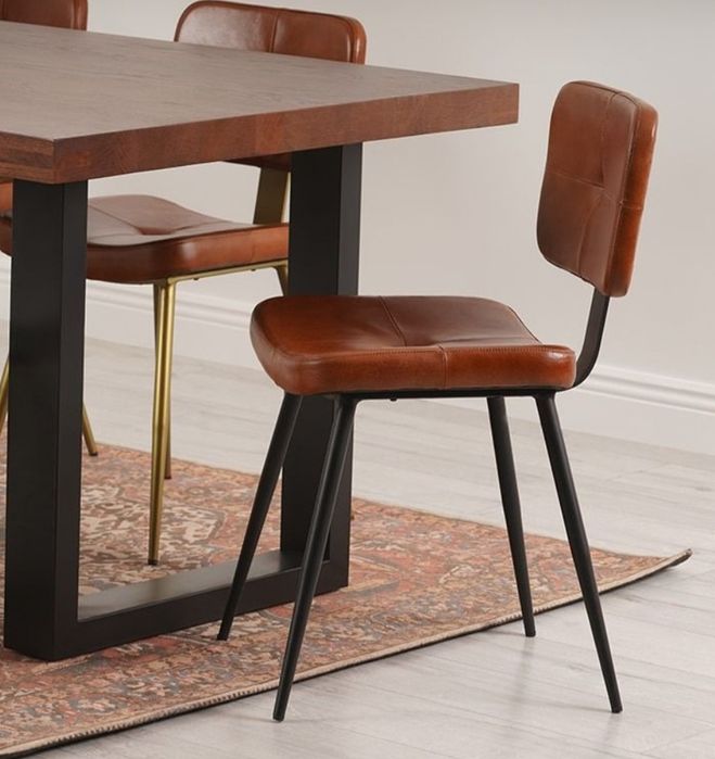 Scaun  în stil loft de la Clayre & Eef Olanda, dining/ birou din piele