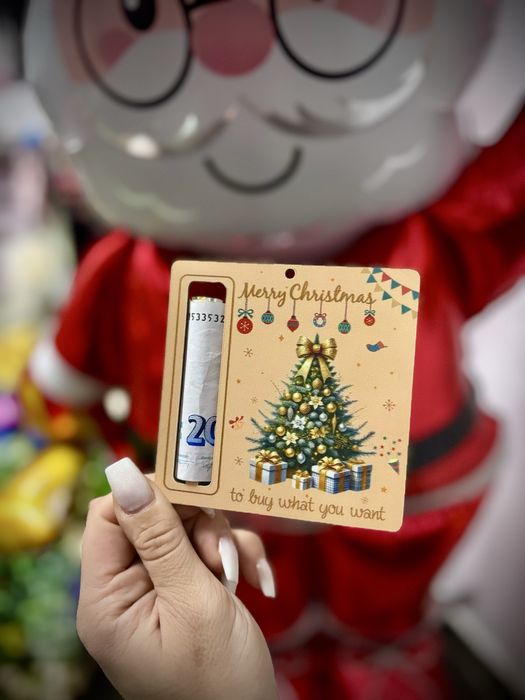 Коледна дървена картичка за пари