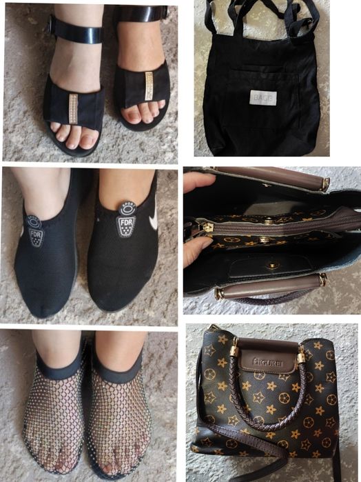 6 пакетов женской одежды, обувь, сумки