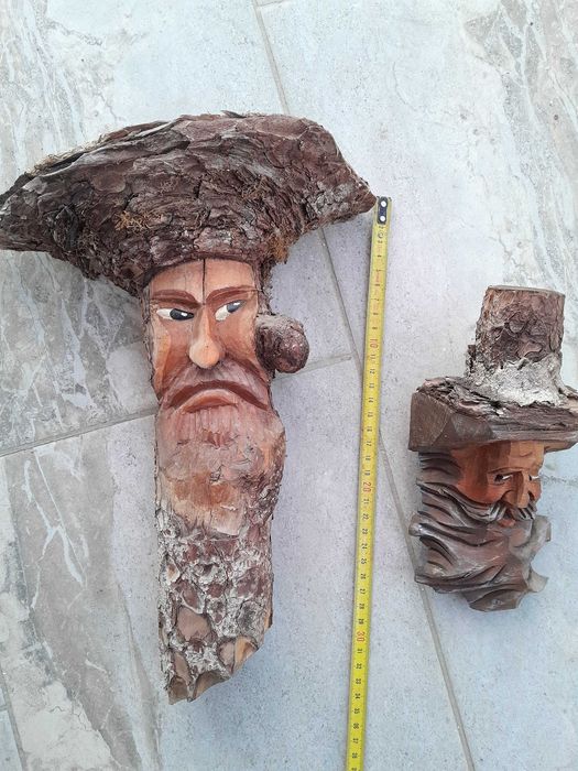 Mosi decor perete figurine lemn vechi vintage