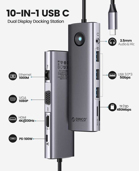 USB-С док-станция ORICO 10 в 1