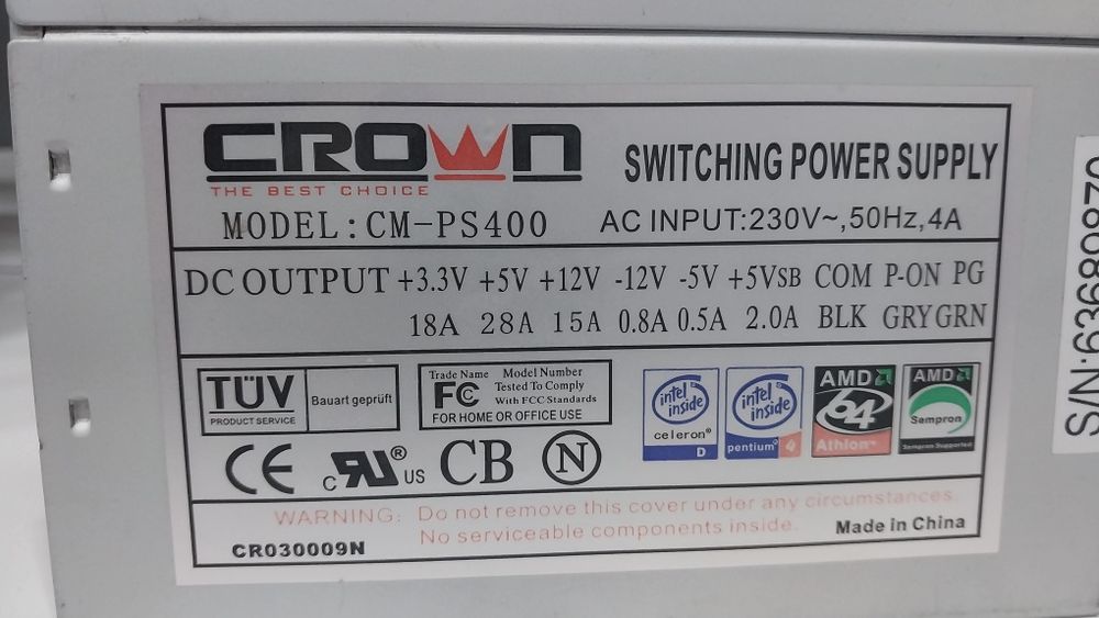 Блок питания Crown 400W
