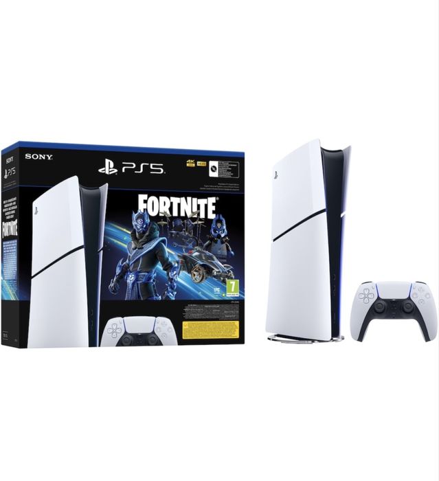 Consola PlayStation 5 Digital Edition (PS5) Slim, 1TB SSD, D-Chassis, Fortnite Cobalt Star Digital Bundle
