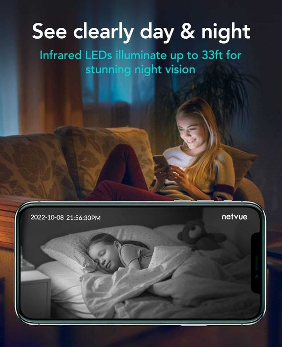 Camera Supraveghere Netvue Indoor 360° PTZ, Monitor Copii Wi-Fi