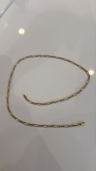 Lanț aur galben-alb 14k nou.Greutate:3,85g, Lungime:45cm, Grosime:3mm