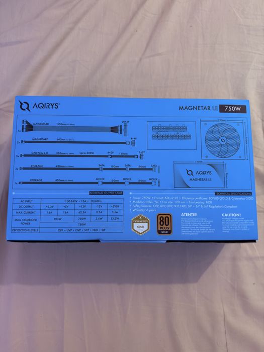 Sursa Aqirys Magnetar 750W | 80+ Gold | Full Modulara | Garantie Emag