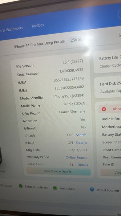 Placa de baza iPhone 14Pro Max libera