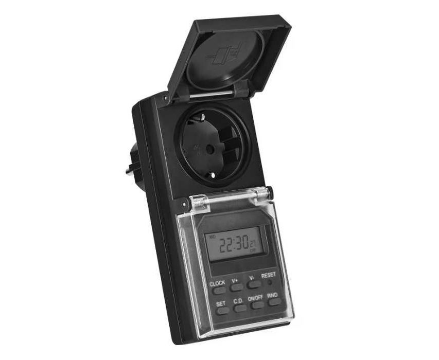 Priză cu timer DEWENWILS digitală, IP44, 3680W