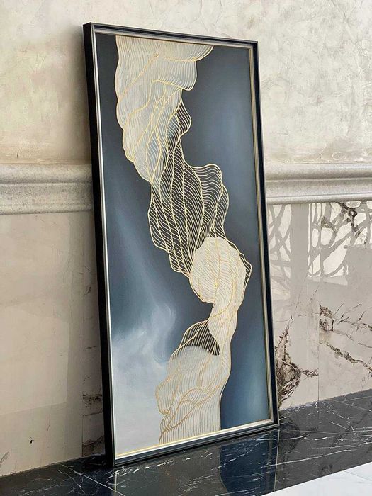 Абстрактная картина «Золотые нити» в наличии