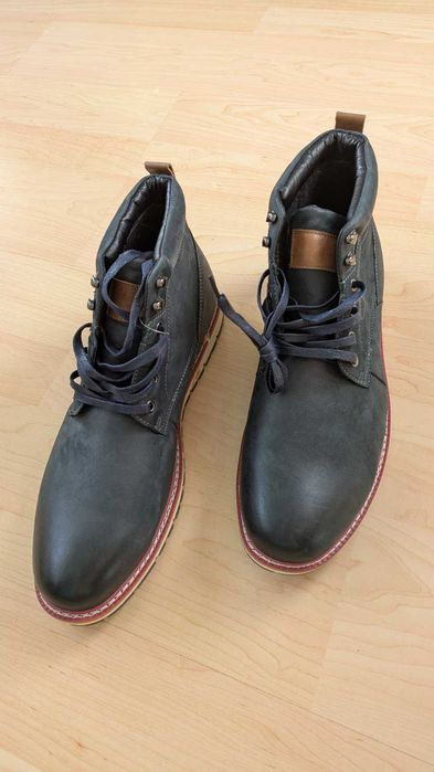 Мъжки боти от естествена кожа с вълнена подплата - 49 номер