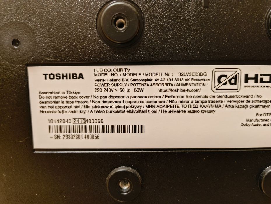 Телевизор Toshiba 32LV3E63DG за части