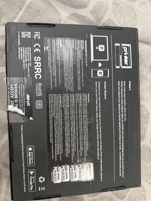 Принтер для печати на теле  Prinker S black ink& color ink